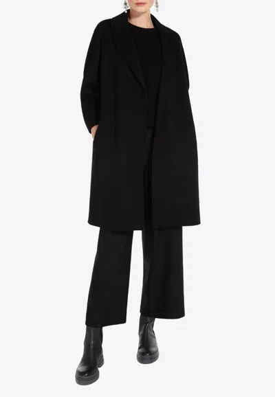 S Max Mara Arona Belted Double-faced Wool Coat In Black