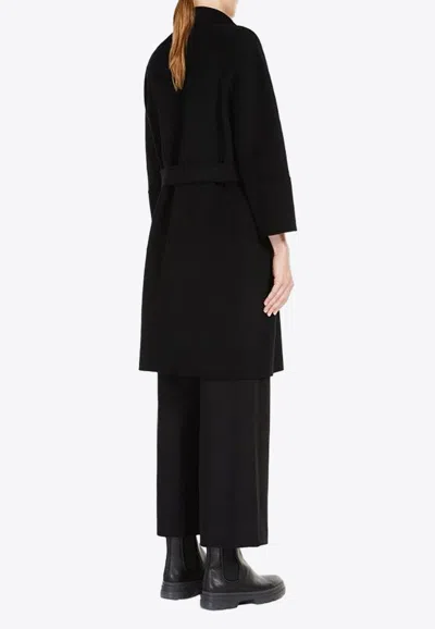 S Max Mara Arona Belted Double-faced Wool Coat In Black