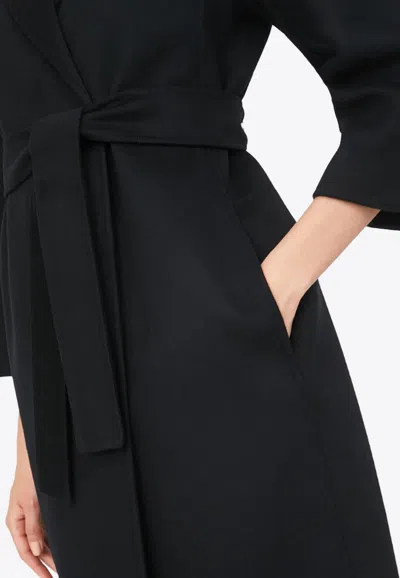 S Max Mara Arona Belted Double-faced Wool Coat In Black