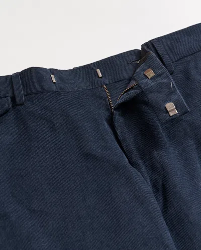 Billy Reid Micro Cord Flat Front Trouser In Navy