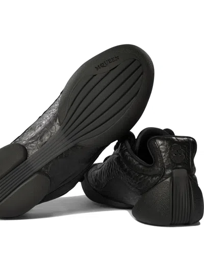 Alexander Mcqueen Flexion Rubber-trimmed Textured-leather Sneakers