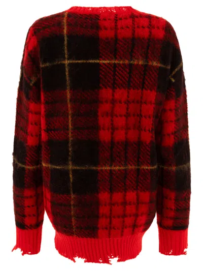 Alexander Mcqueen Check Pattern Distressed Jumper