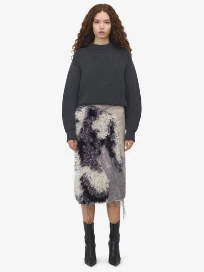 Alexander Mcqueen Melange Dark Grey Stretch Wool Blend Sweater