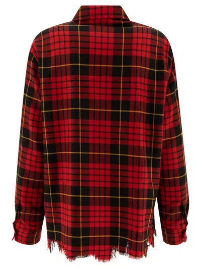 Alexander Mcqueen Distressed Tartan Overshirt Jackets Red