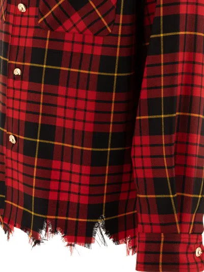 Alexander Mcqueen Distressed Tartan Overshirt Jackets Red