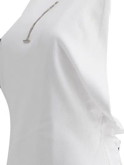 Alexander Mcqueen Ribbed Tank Top With Chain Closure In White