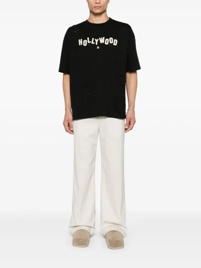 Amiri Mens Shotgun Brand-embroidery Relaxed-fit Cotton-jersey T-shirt Black