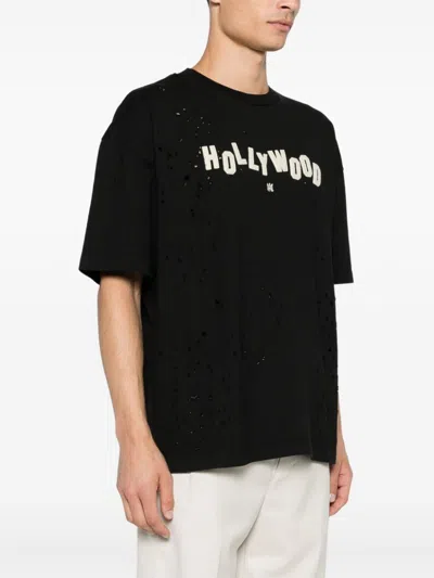 Amiri Mens Shotgun Brand-embroidery Relaxed-fit Cotton-jersey T-shirt Black