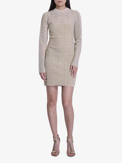 Balmain Labyrinth Monogram Long-sleeved Dress