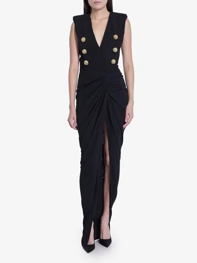 Balmain Tailored Gown With Embossed Button Details