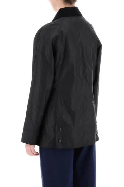 Barbour Womens Sage Beadnell Tartan-lined Waxed-cotton Jacket