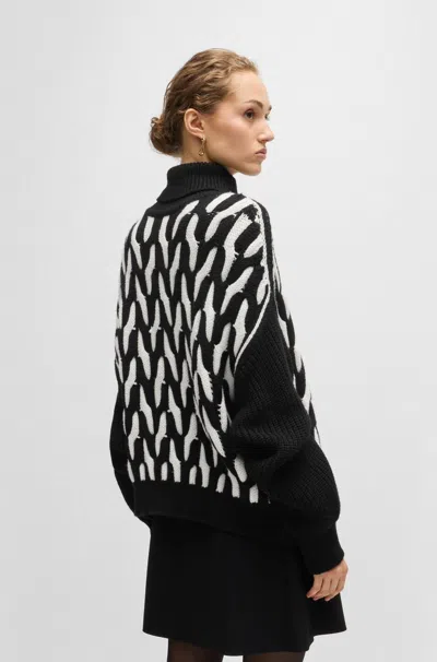 Hugo Boss Virgin-wool Sweater With Two-tone Cable Structure