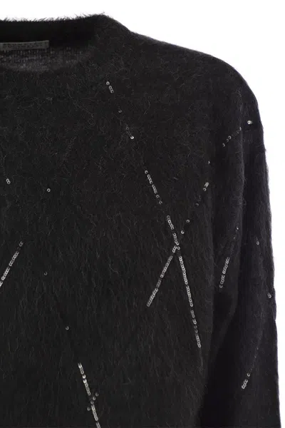 Brunello Cucinelli Women's Mohair, Wool, Cashmere And Silk Sweater With Dazzling Argyle Embroidery