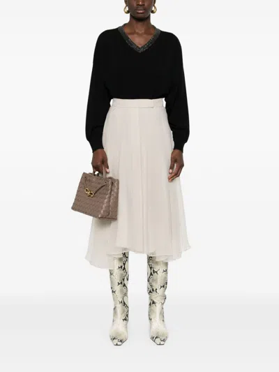 Brunello Cucinelli Black Cashmere V-necked Sweater