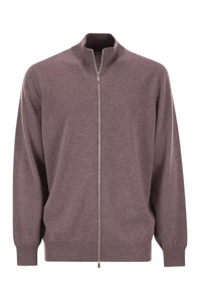 Brunello Cucinelli Men High-necked Cashmere Cardigan With Zip