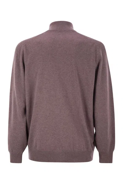 Brunello Cucinelli Men High-necked Cashmere Cardigan With Zip