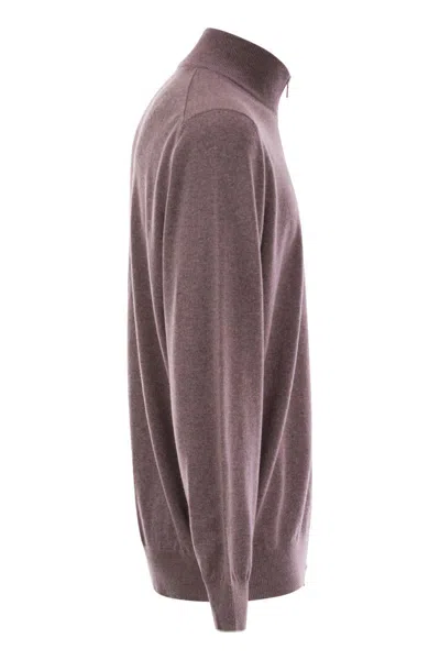 Brunello Cucinelli Men High-necked Cashmere Cardigan With Zip