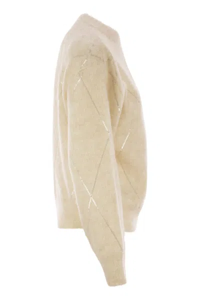 Brunello Cucinelli Women's Mohair, Wool, Cashmere And Silk Sweater With Dazzling Argyle Embroidery