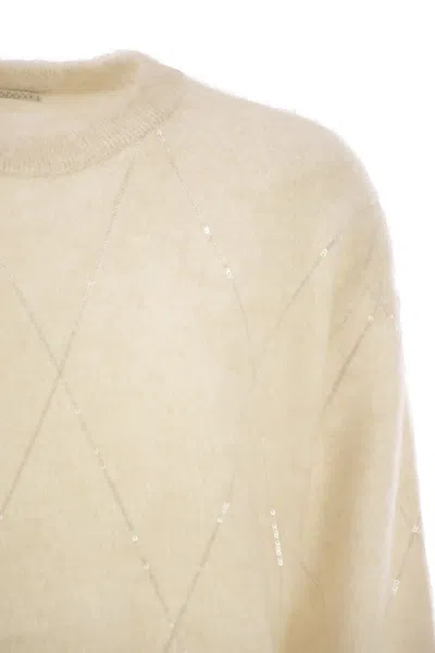 Brunello Cucinelli Women's Mohair, Wool, Cashmere And Silk Sweater With Dazzling Argyle Embroidery