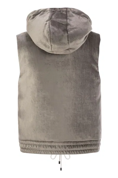 Brunello Cucinelli Chenille Vest With Drawstring Hem And Hood