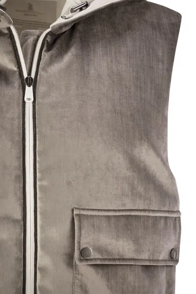 Brunello Cucinelli Chenille Vest With Drawstring Hem And Hood