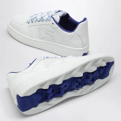 Shop Burberry White Leather Stock Sneaker