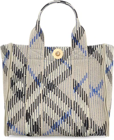 Burberry Geometric Tartan Print Shoulder Tote Bag