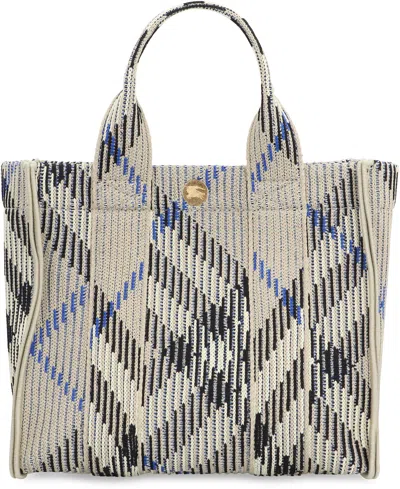 Burberry Geometric Tartan Print Shoulder Tote Bag