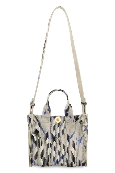 Burberry Geometric Tartan Print Shoulder Tote Bag
