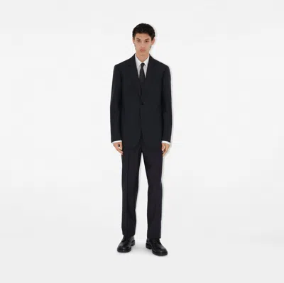 Burberry Tailored Jacket Crafted With Dark Navy Wool Twill