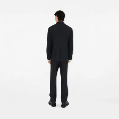 Burberry Tailored Jacket Crafted With Dark Navy Wool Twill
