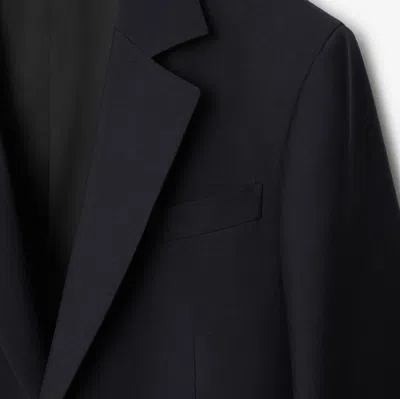 Burberry Tailored Jacket Crafted With Dark Navy Wool Twill
