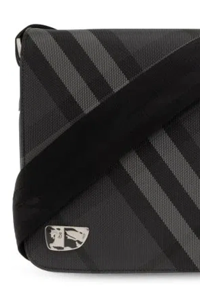 Burberry Grid Messenger Bag With Check Motif