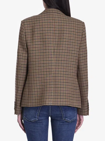 Celine Single-breasted Houndstooth Wool Jacket