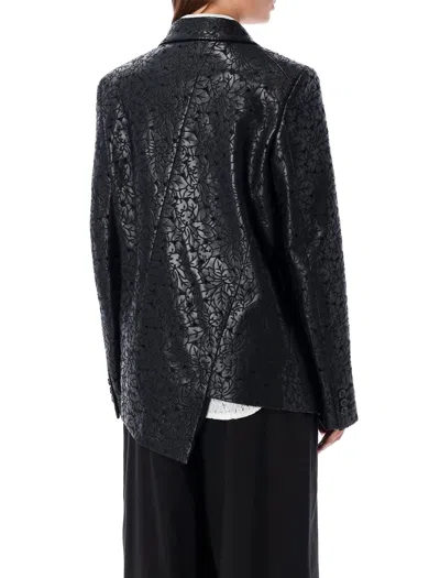 Shop Comme Des Garçons Embossed Floral Pattern Blazer
