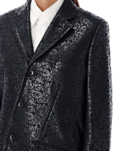 Comme Des Garçons Floral Embroidered Asymmetric Faux Leather Jacket