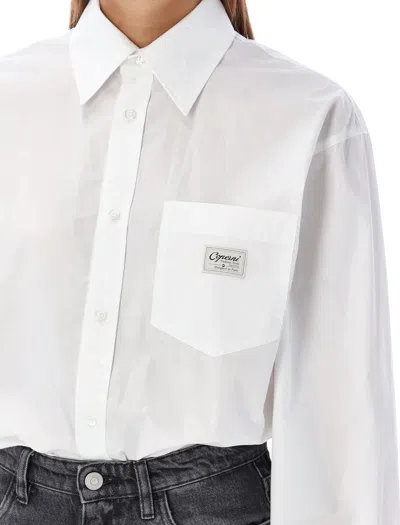 Coperni White Bodysuit With Classic Collar And Logo Patch On The Front In Cotton Woman