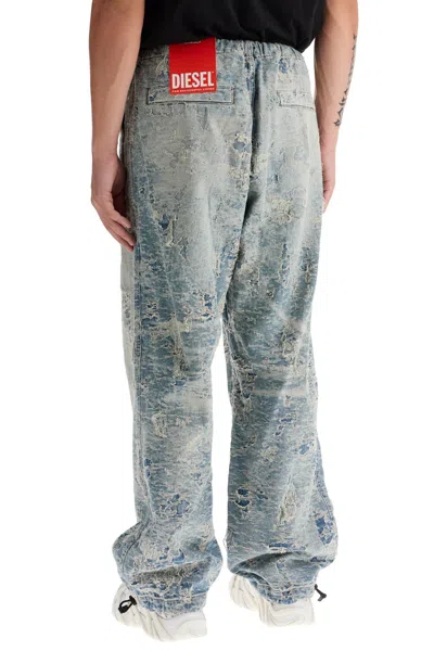 Shop Diesel Distressed Denim Jacquard Pants