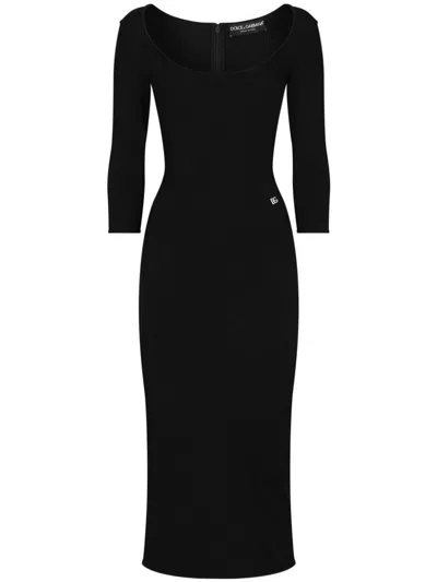 Dolce & Gabbana Viscose Jersey 3/4 Sleeve Midi Dress