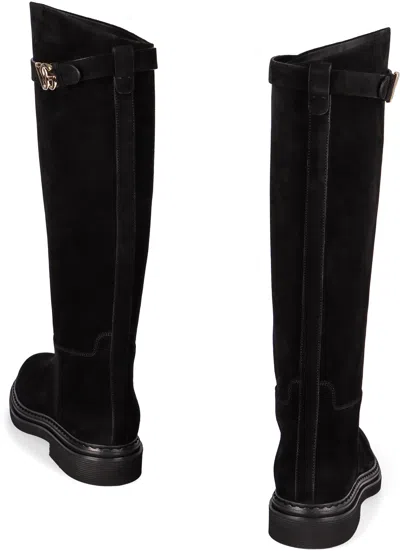 Dolce & Gabbana Dolce  Gabbana Logo Plaque Round Toe Boots