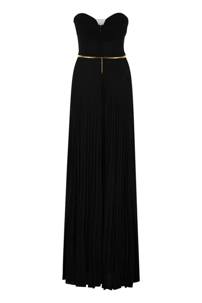 Elisabetta Franchi Women's Pleated Lurex Jersey Red Carpet Dress With Belt