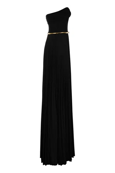 Elisabetta Franchi Women's Pleated Lurex Jersey Red Carpet Dress With Belt