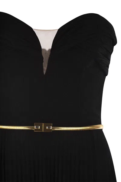 Elisabetta Franchi Women's Pleated Lurex Jersey Red Carpet Dress With Belt