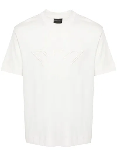 Emporio Armani White Logo Embroidery T-shirt