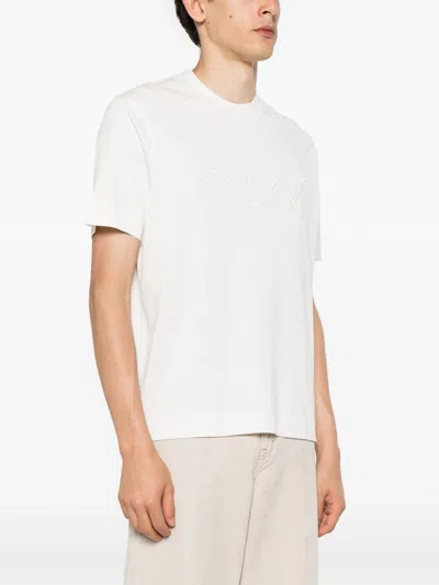 Emporio Armani White Logo Embroidery T-shirt