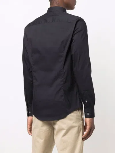 Emporio Armani Cotton Shirt With Button-down Collar And Curved Hem