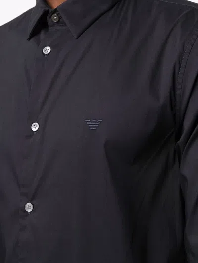 Emporio Armani Cotton Shirt With Button-down Collar And Curved Hem
