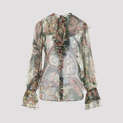 Etro Ruffled Floral-print Silk-crepon Blouse