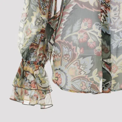 Etro Ruffled Floral-print Silk-crepon Blouse