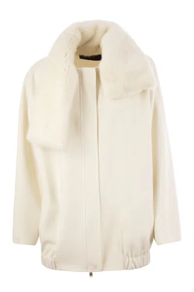 Fabiana Filippi Luxury Cashmere Caban With Mink Fur Collar